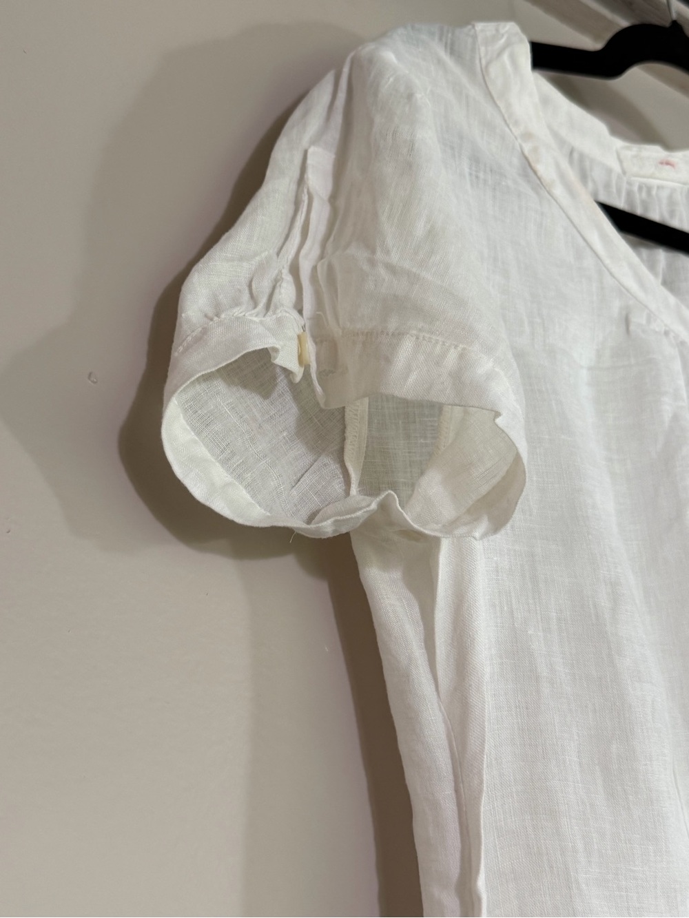 CP SHADES - White 100% Linen Short-Sleeve Button Front Dress, sz S - Picture 3 of 7